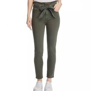 7 For All Mankind Tie-Waist Ankle Skinny Jeans in Army Green